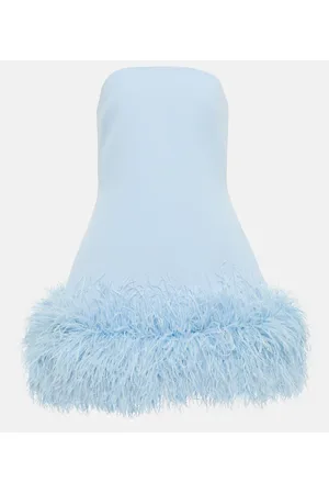 Safiyaa Vestido corto de crepé con plumas