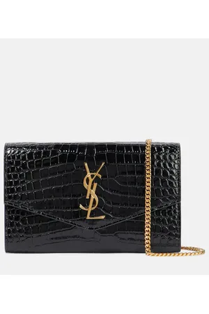 Saint Laurent Cartera con cadena Uptown de piel grabada