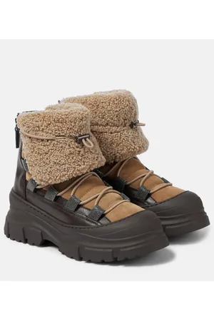 Brunello Cucinelli Botas Mountain de ante y piel con borrego