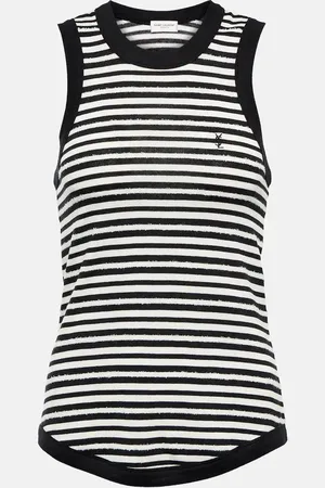 Saint Laurent Top Cassandre de jersey a rayas