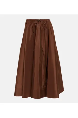 VALENTINO Falda midi de seda plisada