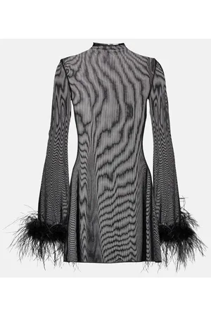 Oseree Oséree Vestido corto con ribete de plumas