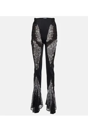 MUGLER Pantalones flared en encaje de tiro alto