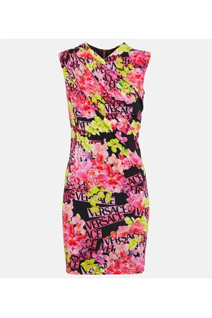 VERSACE Vestido corto de jersey con estampado