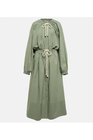Jil Sander Vestido midi de popelín con cordón