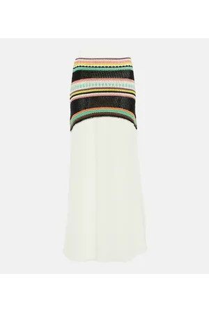 Chloé Chloé Falda larga en lana a rayas de tiro alto