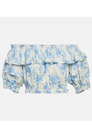 LOVESHACKFANCY Crop top Audrille en mezcla de lino