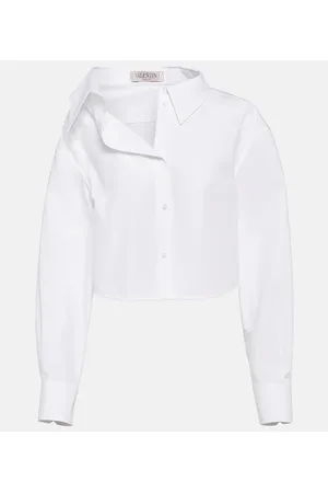 VALENTINO Camisa asimétrica cropped de algodón
