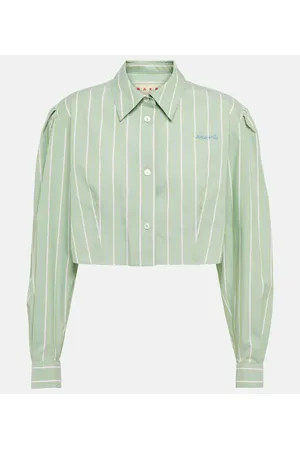 Marni Camisa cropped de algodón a rayas