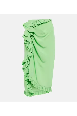 DRIES VAN NOTEN Falda midi de crepé con volantes
