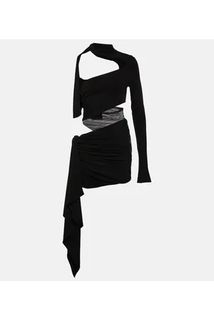 MUGLER Vestido corto drapeado con abertura