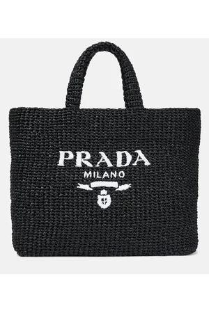 Prada Shopper de efecto rafia con logo
