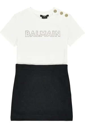 Balmain Vestido en jersey de algodón con logo