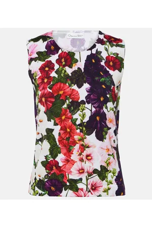 Oscar de la Renta Tank top de mezcla de algodón floral