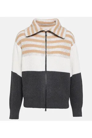 Brunello Cucinelli Jersey de lana, cachemir y seda a rayas