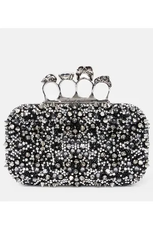 Alexander McQueen Clutch Knuckle de piel con cristales