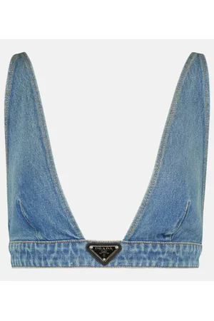 Prada Bralette de denim con logo