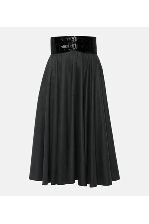 Alaïa Alaïa Falda midi de lana virgen de tiro alto