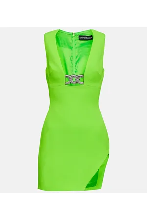 DAVID KOMA Vestido corto asimétrico adornado