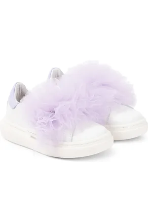 MONNALISA Zapatillas de piel y tul con apliques