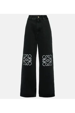 Loewe Jeans anchos de tiro alto con anagrama