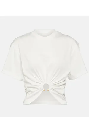 Paco rabanne Crop top en jersey de algodón adornado