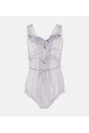 Maison Margiela Body de seda con volantes