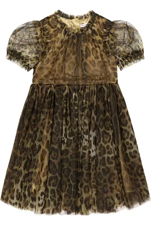 Dolce & Gabbana Vestido de tul con estampado de leopardo