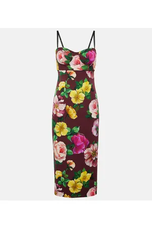 Dolce & Gabbana Vestido bustier midi de mezcla de seda floral