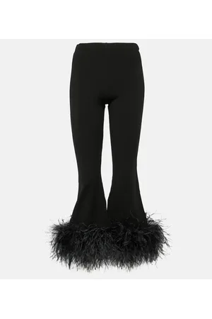 VALENTINO Pantalones flared de tiro alto con plumas