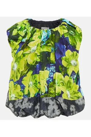 DRIES VAN NOTEN Top de algodón y seda floral