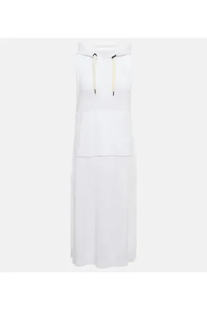 Brunello Cucinelli Vestido midi de algodón con capucha