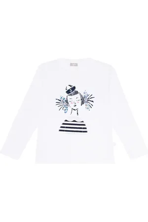 Il gufo Top en jersey de algodón estampado
