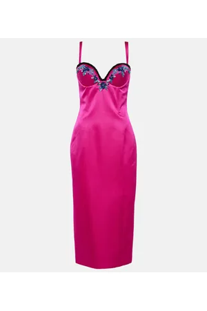 Miss Sohee Vestido midi de satén adornado