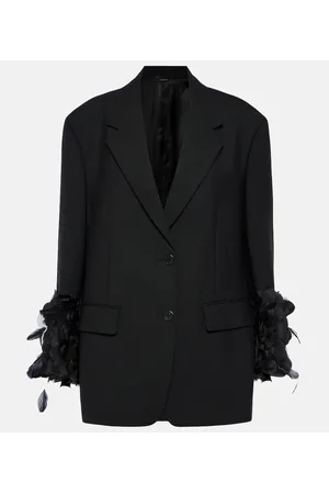 Prada Blazer de lana con ribete de plumas