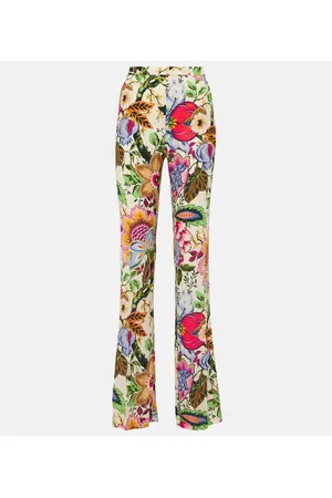 Etro Pantalones rectos de tiro alto florales