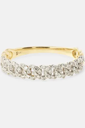 STONE AND STRAND Anillo de cadena Five de oro de 10 ct con diamantes