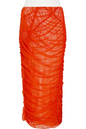 DRIES VAN NOTEN Falda midi de malla drapeada