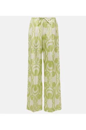 DRIES VAN NOTEN Pantalones anchos de seda estampados