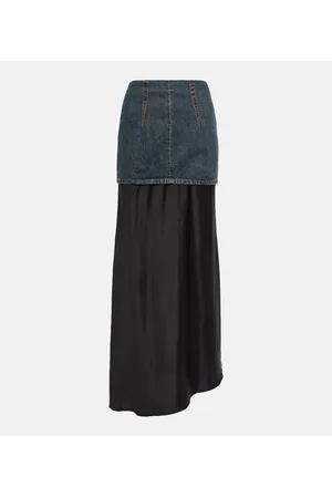 Maison Margiela Falda larga asimétrica de denim y satén