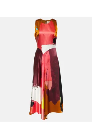Roksanda Vestido largo en satén de seda estampado