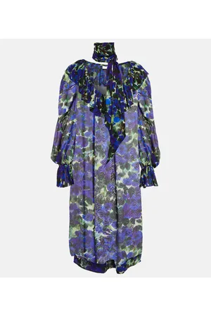 DRIES VAN NOTEN Vestido midi de crepé estampado