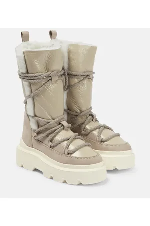 INUIKII Botas de nieve de piel con borrego