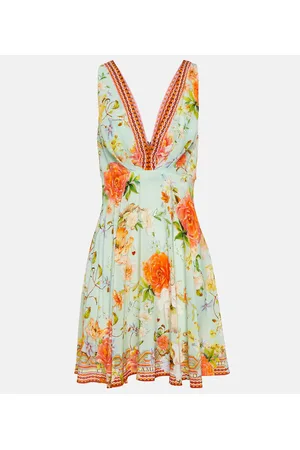 Camilla Vestido corto de seda adornado