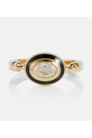 Melissa Kaye Anillo Lenox Reign de oro de 18 ct y esmalte con diamantes