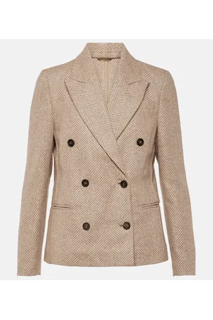 Brunello Cucinelli Blazer cruzado de mezcla de lana