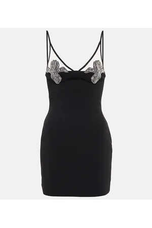 DAVID KOMA Vestido corto con panel de malla