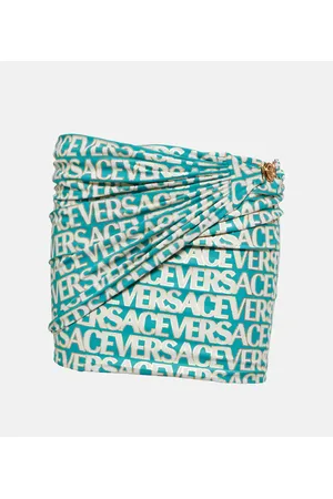 VERSACE Minifalda fruncida con logo