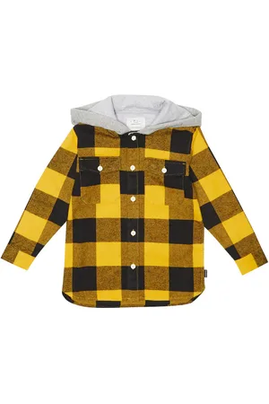 Woolrich Camisa con capucha de algodón a cuadros