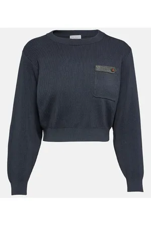Brunello Cucinelli Jersey de algodón acanalado cropped